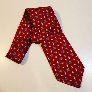Brooks Brothera Makers Men's Red Novelty Print.Pure Silk Tie